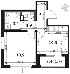 1-BD Apartment Sale, 36.5 sq. m. at 1 Himkinskij, zhiloy kompleks 1-y Khimkinskiy, kvartal Mezhdunarodny, mikrorayon Klyazma-Starbeyevo, Khimki, Moscow Region, Russia #2 1-BD Apartment Sale, 36.5 sq. m. at 1 Himkinskij, zhiloy kompleks 1-y Khimkinskiy, kvartal Mezhdunarodny, mikrorayon Klyazma-Starbeyevo, Khimki, Moscow Region, Russia #2