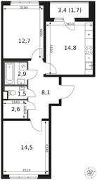 2-BD Apartment Sale, 58.8平方米 at 1 Himkinskij, zhiloy kompleks 1-y Khimkinskiy, kvartal Mezhdunarodny, mikrorayon Klyazma-Starbeyevo, Khimki, Moscow Region, Russia #2 2-BD Apartment Sale, 58.8平方米 at 1 Himkinskij, zhiloy kompleks 1-y Khimkinskiy, kvartal Mezhdunarodny, mikrorayon Klyazma-Starbeyevo, Khimki, Moscow Region, Russia #2