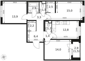 3-BD Apartment Sale, 78.6 sq. m. at 1 Himkinskij, zhiloy kompleks 1-y Khimkinskiy, kvartal Mezhdunarodny, mikrorayon Klyazma-Starbeyevo, Khimki, Moscow Region, Russia #4
