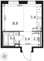 Apartment Sale, 24.9 sq. m. at 1 Himkinskij, zhiloy kompleks 1-y Khimkinskiy, kvartal Mezhdunarodny, mikrorayon Klyazma-Starbeyevo, Khimki, Moscow Region, Russia #4