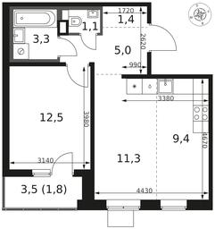 2-BD Apartment Sale, 45.8 sq. m. at 1 Himkinskij, zhiloy kompleks 1-y Khimkinskiy, kvartal Mezhdunarodny, mikrorayon Klyazma-Starbeyevo, Khimki, Moscow Region, Russia #4