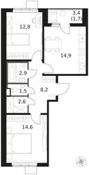 2-BD Apartment Sale, 59.2 sq. m. at 1 Himkinskij, zhiloy kompleks 1-y Khimkinskiy, kvartal Mezhdunarodny, mikrorayon Klyazma-Starbeyevo, Khimki, Moscow Region, Russia #3 2-BD Apartment Sale, 59.2 sq. m. at 1 Himkinskij, zhiloy kompleks 1-y Khimkinskiy, kvartal Mezhdunarodny, mikrorayon Klyazma-Starbeyevo, Khimki, Moscow Region, Russia #3
