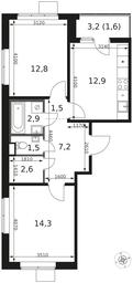 2-BD Apartment Sale, 57.3 sq. m. at 1 Himkinskij, zhiloy kompleks 1-y Khimkinskiy, kvartal Mezhdunarodny, mikrorayon Klyazma-Starbeyevo, Khimki, Moscow Region, Russia #2 2-BD Apartment Sale, 57.3 sq. m. at 1 Himkinskij, zhiloy kompleks 1-y Khimkinskiy, kvartal Mezhdunarodny, mikrorayon Klyazma-Starbeyevo, Khimki, Moscow Region, Russia #2