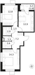 2-BD Apartment Sale, 57.3 sq. m. at 1 Himkinskij, zhiloy kompleks 1-y Khimkinskiy, kvartal Mezhdunarodny, mikrorayon Klyazma-Starbeyevo, Khimki, Moscow Region, Russia #3 2-BD Apartment Sale, 57.3 sq. m. at 1 Himkinskij, zhiloy kompleks 1-y Khimkinskiy, kvartal Mezhdunarodny, mikrorayon Klyazma-Starbeyevo, Khimki, Moscow Region, Russia #3
