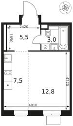Apartment Sale, 28.8 sq. m. at 1 Himkinskij, zhiloy kompleks 1-y Khimkinskiy, kvartal Mezhdunarodny, mikrorayon Klyazma-Starbeyevo, Khimki, Moscow Region, Russia #4