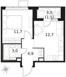1-BD Apartment Sale, 33.8 sq. m. at 1 Himkinskij, zhiloy kompleks 1-y Khimkinskiy, kvartal Mezhdunarodny, mikrorayon Klyazma-Starbeyevo, Khimki, Moscow Region, Russia #3 1-BD Apartment Sale, 33.8 sq. m. at 1 Himkinskij, zhiloy kompleks 1-y Khimkinskiy, kvartal Mezhdunarodny, mikrorayon Klyazma-Starbeyevo, Khimki, Moscow Region, Russia #3