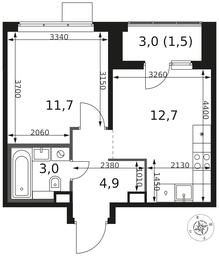 1-BD Apartment Sale, 33.8 sq. m. at 1 Himkinskij, zhiloy kompleks 1-y Khimkinskiy, kvartal Mezhdunarodny, mikrorayon Klyazma-Starbeyevo, Khimki, Moscow Region, Russia #2 1-BD Apartment Sale, 33.8 sq. m. at 1 Himkinskij, zhiloy kompleks 1-y Khimkinskiy, kvartal Mezhdunarodny, mikrorayon Klyazma-Starbeyevo, Khimki, Moscow Region, Russia #2