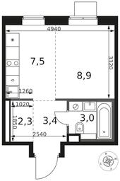 Apartment Sale, 25.1 sq. m. at 1 Himkinskij, zhiloy kompleks 1-y Khimkinskiy, kvartal Mezhdunarodny, mikrorayon Klyazma-Starbeyevo, Khimki, Moscow Region, Russia #2