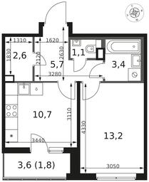 1-BD Apartment Sale, 38.5 sq. m. at 1 Himkinskij, zhiloy kompleks 1-y Khimkinskiy, kvartal Mezhdunarodny, mikrorayon Klyazma-Starbeyevo, Khimki, Moscow Region, Russia #4