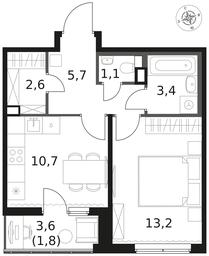 1-BD Apartment Sale, 38.5 sq. m. at 1 Himkinskij, zhiloy kompleks 1-y Khimkinskiy, kvartal Mezhdunarodny, mikrorayon Klyazma-Starbeyevo, Khimki, Moscow Region, Russia #3