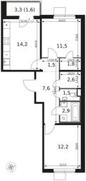 2-BD Apartment Sale, 57.4 sq. m. at 1 Himkinskij, zhiloy kompleks 1-y Khimkinskiy, kvartal Mezhdunarodny, mikrorayon Klyazma-Starbeyevo, Khimki, Moscow Region, Russia #4