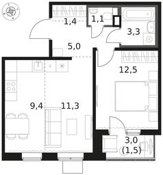 2-BD Apartment Sale, 45.5 sq. m. at 1 Himkinskij, zhiloy kompleks 1-y Khimkinskiy, kvartal Mezhdunarodny, mikrorayon Klyazma-Starbeyevo, Khimki, Moscow Region, Russia #3