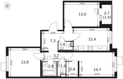 3-BD Apartment Sale, 74.4 sq. m. at 1 Himkinskij, zhiloy kompleks 1-y Khimkinskiy, kvartal Mezhdunarodny, mikrorayon Klyazma-Starbeyevo, Khimki, Moscow Region, Russia #2 3-BD Apartment Sale, 74.4 sq. m. at 1 Himkinskij, zhiloy kompleks 1-y Khimkinskiy, kvartal Mezhdunarodny, mikrorayon Klyazma-Starbeyevo, Khimki, Moscow Region, Russia #2