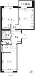 2-BD Apartment Sale, 56.8 sq. m. at 1 Himkinskij, zhiloy kompleks 1-y Khimkinskiy, kvartal Mezhdunarodny, mikrorayon Klyazma-Starbeyevo, Khimki, Moscow Region, Russia #2 2-BD Apartment Sale, 56.8 sq. m. at 1 Himkinskij, zhiloy kompleks 1-y Khimkinskiy, kvartal Mezhdunarodny, mikrorayon Klyazma-Starbeyevo, Khimki, Moscow Region, Russia #2