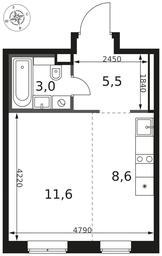 Apartment Sale, 28.7 sq. m. at 1 Himkinskij, zhiloy kompleks 1-y Khimkinskiy, kvartal Mezhdunarodny, mikrorayon Klyazma-Starbeyevo, Khimki, Moscow Region, Russia #4