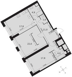 3-BD Apartment Sale, 79.1平方米 at Arkhitektor, Akademika Volgina Street, 2Д, Moscow, Russia #4
