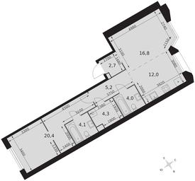 2-BD Apartment Sale, 69.5平方米 at Arkhitektor, Akademika Volgina Street, 2Д, Moscow, Russia #4