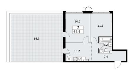 1-BD Apartment Sale, 64.4平方米 at Rodniye Kvartaly, Kvartal № 33, Marushkinskoye Settlement, Moscow, Russia #3 1-BD Apartment Sale, 64.4平方米 at Rodniye Kvartaly, Kvartal № 33, Marushkinskoye Settlement, Moscow, Russia #3