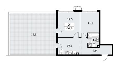 1-BD Apartment Sale, 64.4平方米 at Rodniye Kvartaly, Kvartal № 33, Marushkinskoye Settlement, Moscow, Russia #2 1-BD Apartment Sale, 64.4平方米 at Rodniye Kvartaly, Kvartal № 33, Marushkinskoye Settlement, Moscow, Russia #2