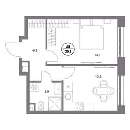 2-BD Apartment Sale, 35.1平方米 at Admiral, Shosseynaya Street, 4А, Moscow, Russia #3 2-BD Apartment Sale, 35.1平方米 at Admiral, Shosseynaya Street, 4А, Moscow, Russia #3