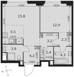 Продажа 2-комн. квартиры, 54 м² в ЖК «Сидней Сити (Sydney City)», улица Шеногина, 2, Москва, Россия #2 Продажа 2-комн. квартиры, 54 м² в ЖК «Сидней Сити (Sydney City)», улица Шеногина, 2, Москва, Россия #2