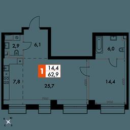 2-BD Apartment Sale, 62.9 sq. m. at Sydney City, Shenogina Street, 2, Moscow, Russia #2