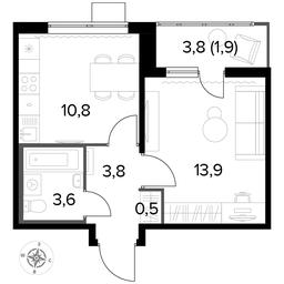 1-BD Apartment Sale, 34.4 sq. m. at Pervyi Lermontovskiy, zhiloy kompleks 1-y Lermontovskiy, Lyubertsy, Moscow Region, Russia #3