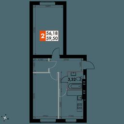 2-BD Apartment Sale, 59.5 sq. m. at Park Aprel, ulitsa Park Aprel, 1, Aprelevka, Naro-Fominskiy City District, Moscow Region, Russia #3