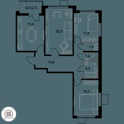 Продажа 3-комн. квартиры, 85,3 м² в ЖК «Первый Шереметьевский», Комсомольская улица, 16, Химки, Московская область, Россия #3 Продажа 3-комн. квартиры, 85,3 м² в ЖК «Первый Шереметьевский», Комсомольская улица, 16, Химки, Московская область, Россия #3