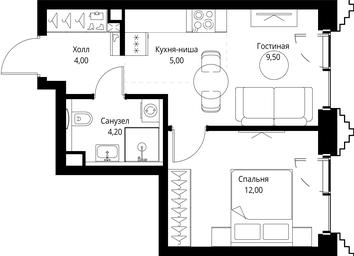 1-BD Apartment Sale, 34.7平方米 at SET, Vereyskaya Street, Moscow, Russia #3