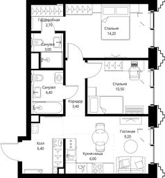 2-BD Apartment Sale, 59.8 sq. m. at SET, Vereyskaya Street, Moscow, Russia #2 2-BD Apartment Sale, 59.8 sq. m. at SET, Vereyskaya Street, Moscow, Russia #2