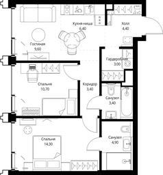 2-BD Apartment Sale, 60.1 sq. m. at SET, Vereyskaya Street, Moscow, Russia #3 2-BD Apartment Sale, 60.1 sq. m. at SET, Vereyskaya Street, Moscow, Russia #3