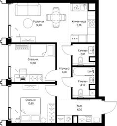 2-BD Apartment Sale, 59.8 sq. m. at SET, Vereyskaya Street, Moscow, Russia #3 2-BD Apartment Sale, 59.8 sq. m. at SET, Vereyskaya Street, Moscow, Russia #3
