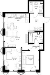2-BD Apartment Sale, 65.2平方米 at SET, Vereyskaya Street, Moscow, Russia #2