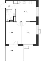 1-BD Apartment Sale, 54.3 sq. m. at Газопровод, Sosenskoye Settlement, Moscow, Russia #3