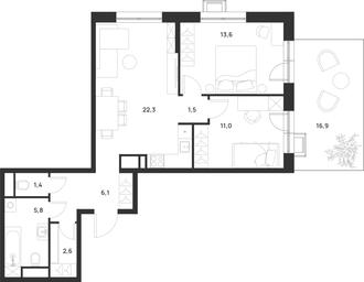 1-BD Apartment Sale, 69.4 sq. m. at Газопровод, Sosenskoye Settlement, Moscow, Russia #2 1-BD Apartment Sale, 69.4 sq. m. at Газопровод, Sosenskoye Settlement, Moscow, Russia #2