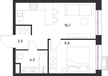 1-BD Apartment Sale, 33.2 sq. m. at Газопровод, Sosenskoye Settlement, Moscow, Russia #4