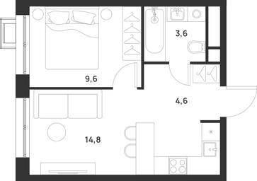 1-BD Apartment Sale, 32.6 sq. m. at Газопровод, Sosenskoye Settlement, Moscow, Russia #4