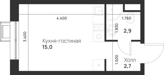 Apartment Sale, 20.6 sq. m. at Газопровод, Sosenskoye Settlement, Moscow, Russia #4