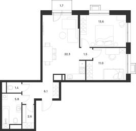 1-BD Apartment Sale, 64.8 sq. m. at Газопровод, Sosenskoye Settlement, Moscow, Russia #2