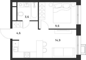 1-BD Apartment Sale, 32.7 sq. m. at Газопровод, Sosenskoye Settlement, Moscow, Russia #4