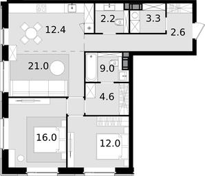 2-BD Apartment Sale, 87平方米 at Crystal, Generala Glagoleva Street, 16с1, Moscow, Russia #3 2-BD Apartment Sale, 87平方米 at Crystal, Generala Glagoleva Street, 16с1, Moscow, Russia #3