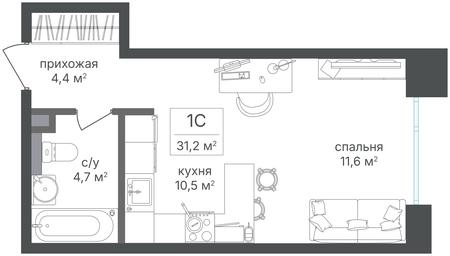 Apartment Sale, 31.2 sq. m. at Petrovskiy Park II, Stary Petrovsko-Razumovsky Drive, 1/23, Moscow, Russia #3