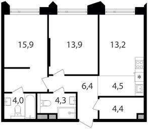 2-BD Apartment Sale, 66.6 sq. m. at Petrovskiy Park II, Stary Petrovsko-Razumovsky Drive, 1/23, Moscow, Russia #2