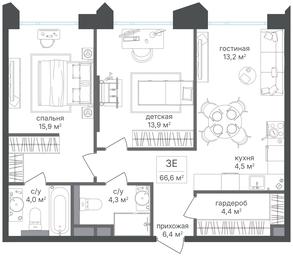 2-BD Apartment Sale, 66.6 sq. m. at Petrovskiy Park II, Stary Petrovsko-Razumovsky Drive, 1/23, Moscow, Russia #3