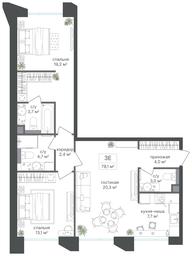 2-BD Apartment Sale, 78.1平方米 at Petrovskiy Park II, Stary Petrovsko-Razumovsky Drive, 1/23, Moscow, Russia #3