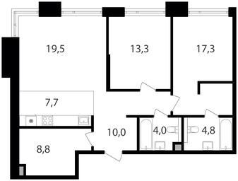 2-BD Apartment Sale, 85.4平方米 at Petrovskiy Park II, Stary Petrovsko-Razumovsky Drive, 1/23, Moscow, Russia #2