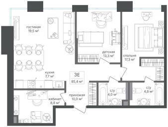 2-BD Apartment Sale, 85.4平方米 at Petrovskiy Park II, Stary Petrovsko-Razumovsky Drive, 1/23, Moscow, Russia #3