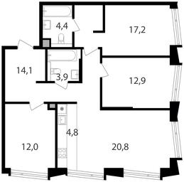 3-BD Apartment Sale, 90.1平方米 at Petrovskiy Park II, Stary Petrovsko-Razumovsky Drive, 1/23, Moscow, Russia #2 3-BD Apartment Sale, 90.1平方米 at Petrovskiy Park II, Stary Petrovsko-Razumovsky Drive, 1/23, Moscow, Russia #2