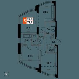 3-BD Apartment Sale, 71.7平方米 at Rotterdam, Varshavskoye Highway, 37Ак1с2, Moscow, Russia #2